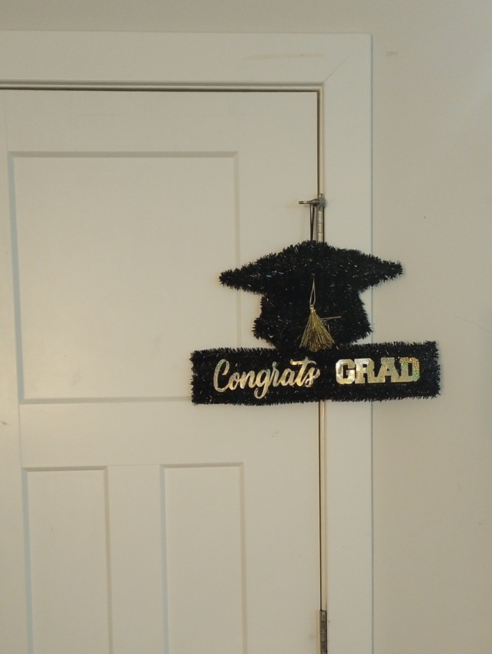 Black and Gold Graduation Congrats Door Hanger